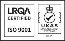 ISO 9001 LRQA認証ロゴマークとUKAS認定シンボル